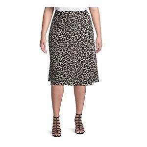 Terra & Sky Women's Plus Size Leopard Slip Skirt